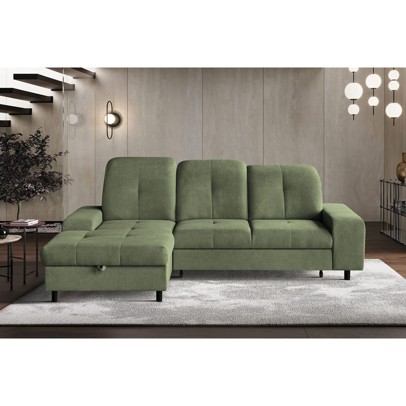 Antwyan 4 Seater Sofa Bed, Left Hand Facing, Green