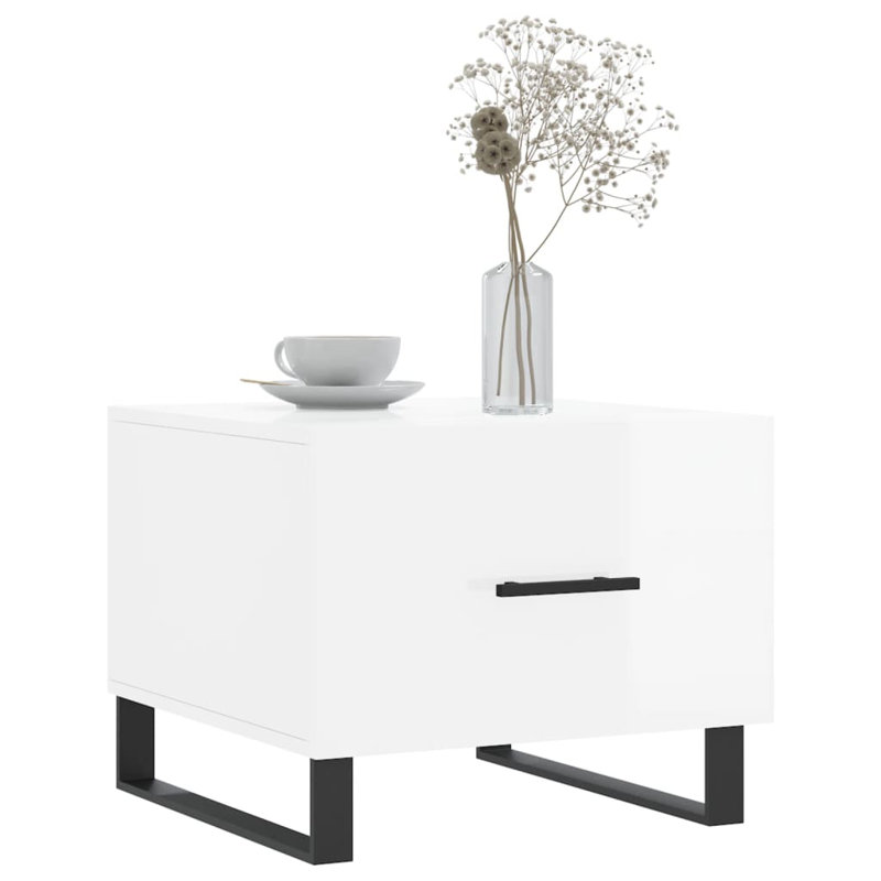 Sled Coffee Table with Storage, high gloss white