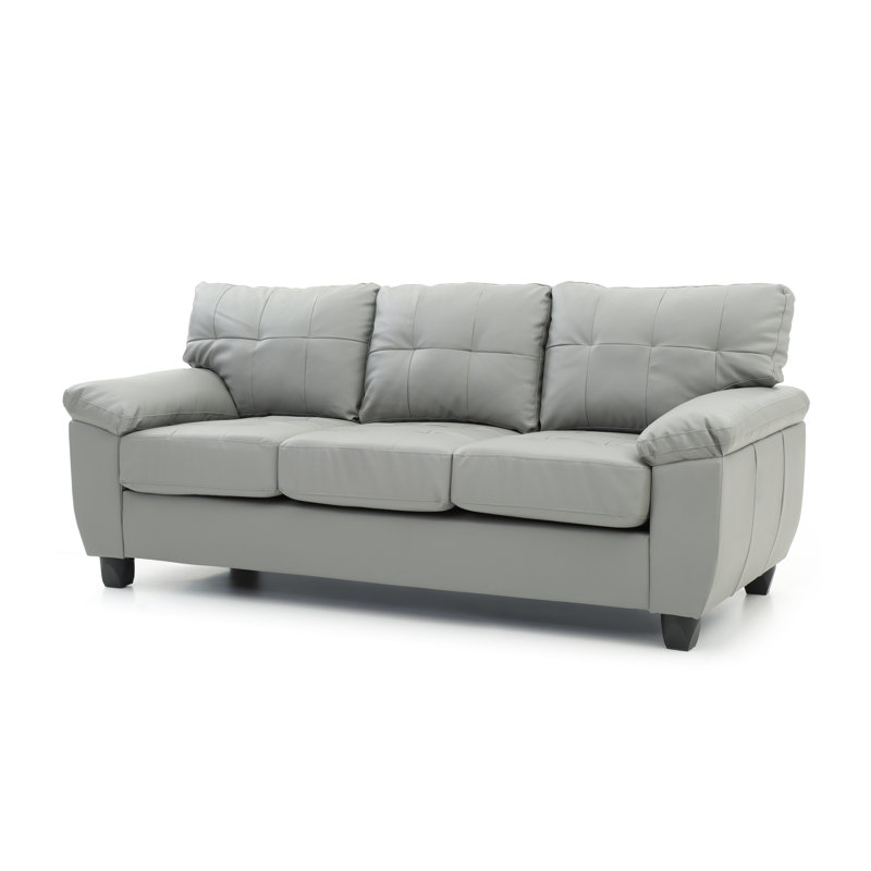 Moran 78'' Faux Leather Sofa, Gray Faux Leather