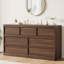 Commode 7 tiroirs pour chambre à coucher, commode en bois avec design sans poignée, armoire de rangement en bois pour commode pour le salon, entrée, noyer