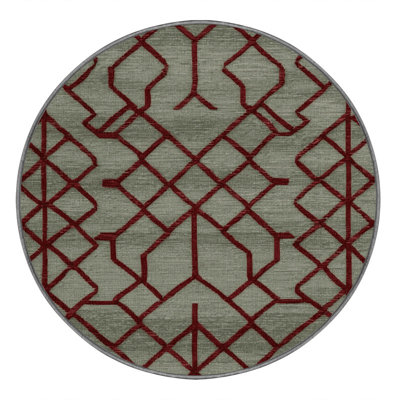 Tapis brun treillis lavable à la machine, Rond 4 pi