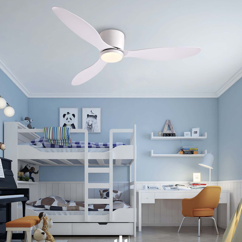 Jamarreon 42''/52'' Flush Mount Dimmable Ceiling Fan with LED Lights and Remote Control, 52"