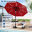 Parasol solaire de 304 cm avec manivelle et inclinaison de 304 cm à DEL - Parasol de patio extérieur à 32 DEL, parasol UPF 50+ avec 8 nervures pour terrasse, cour, piscine et pelouse, rouge-137755537