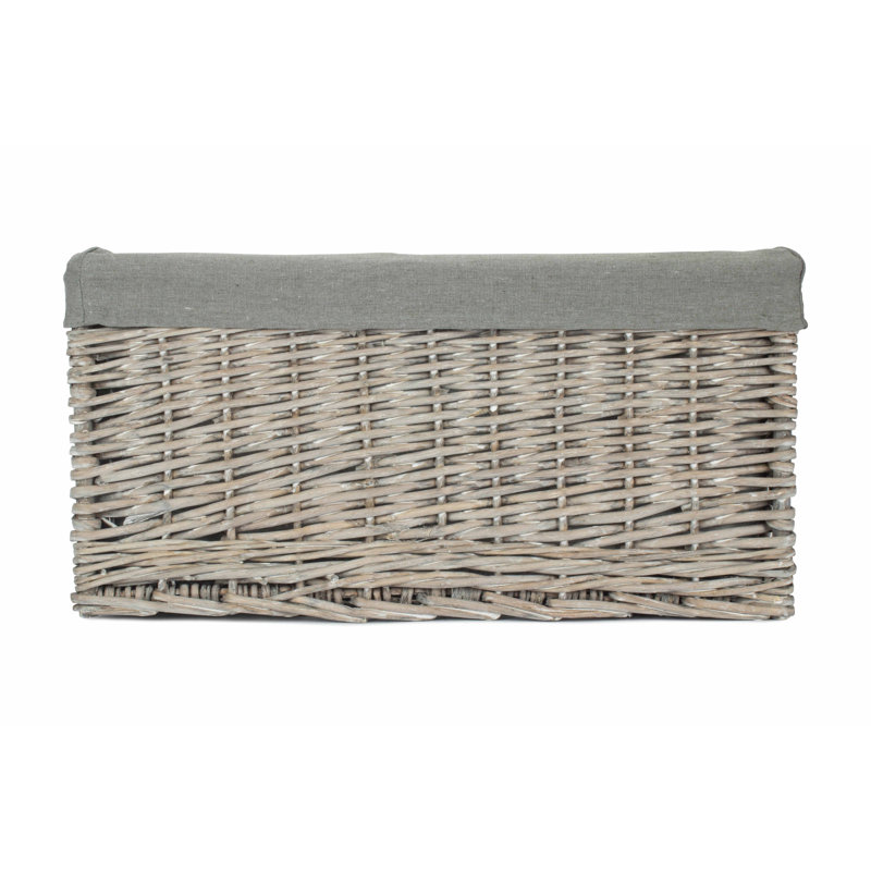 House Of Hampton Wicker Decorative Basket, 26cm H x 50cm W x 42cm D, Grey Wash/Grey Lining