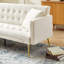 Canapé-lit futon convertible en velours beige avec motif capitonné et pieds dorés-380590227