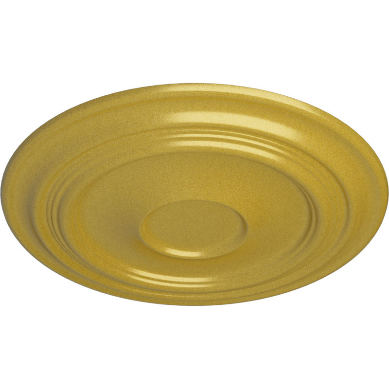 Endurathane Victorian Ceiling Medallion, 24 3/8"OD x 1"P, Hand-Painted Jet Black Finish, Rich Gold