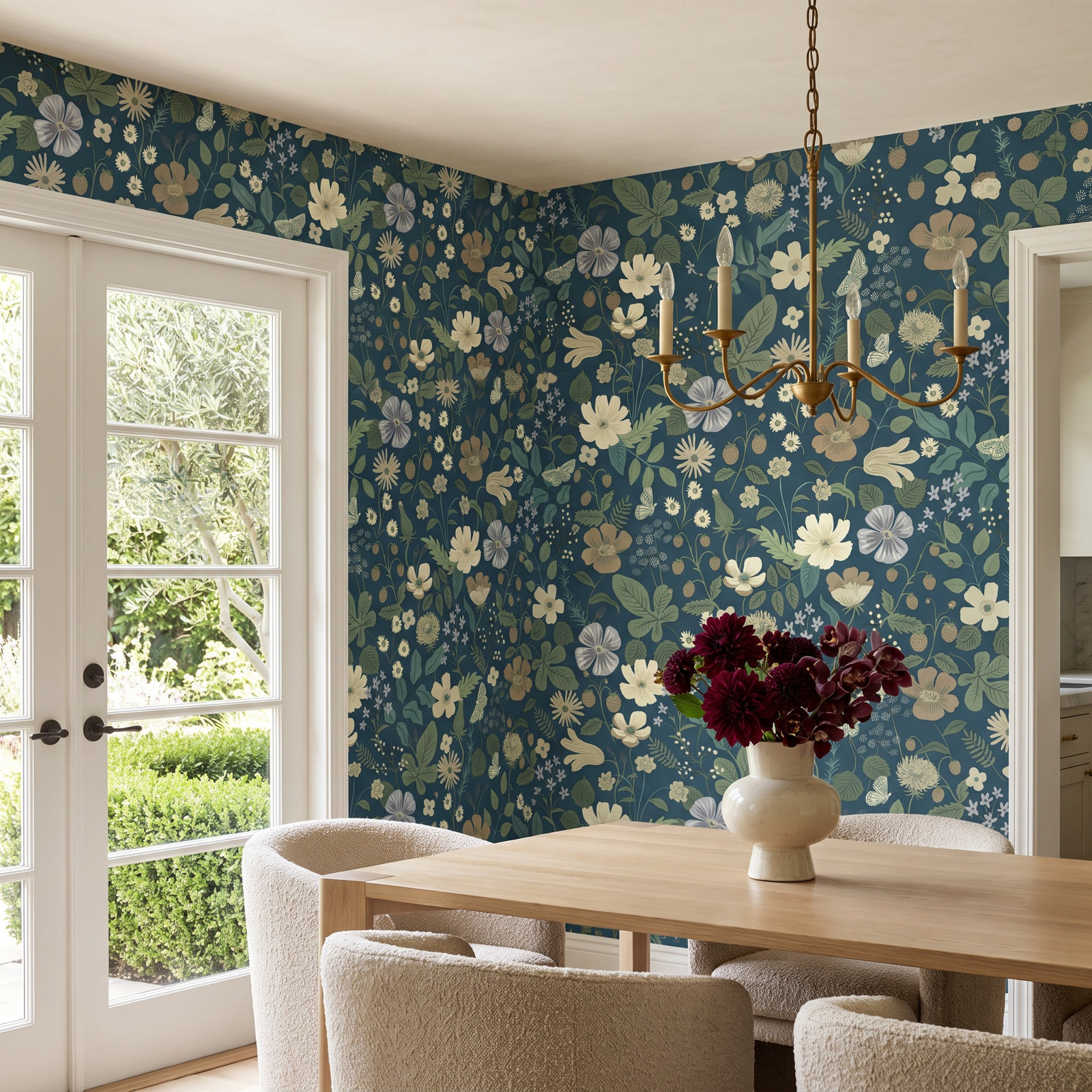 Strawberry Fields Wallpaper Roll, Navy