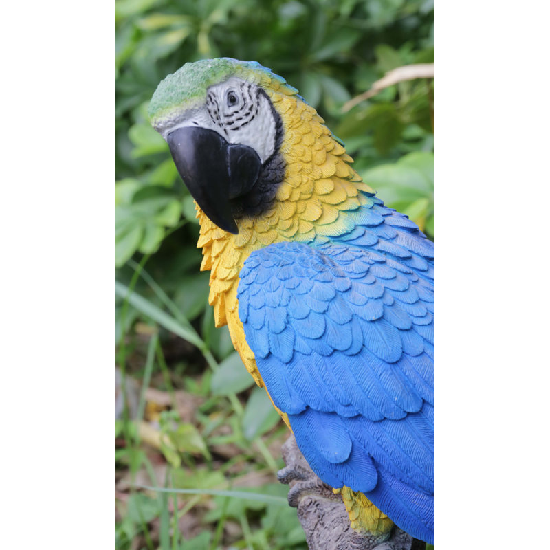 Statue de perroquet sur branche, Bleu / vert