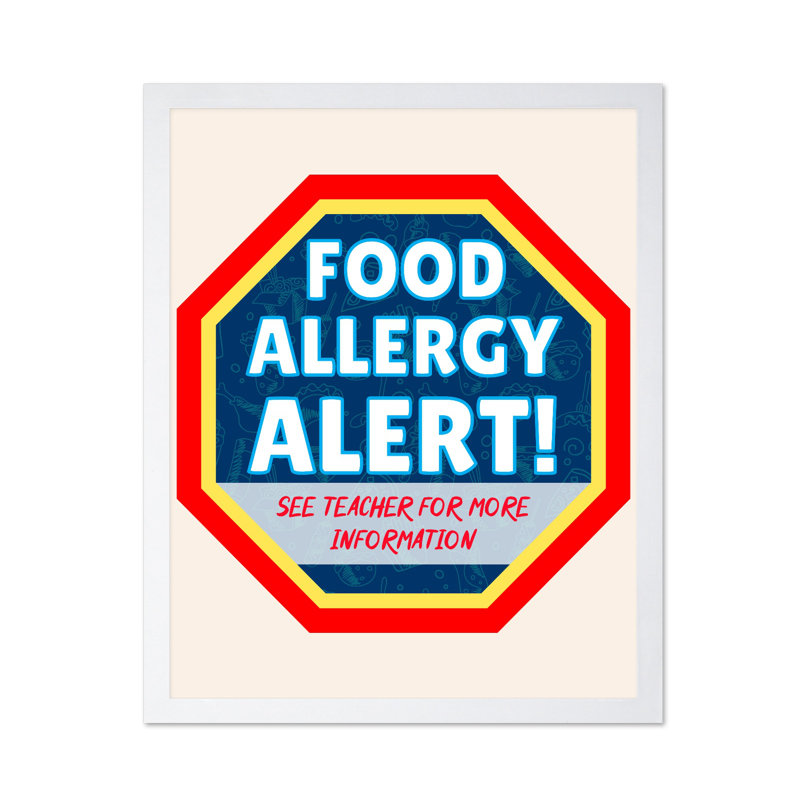 Alerte d'allergies alimentaires, Poster, 24"H x 32"W, White Framed