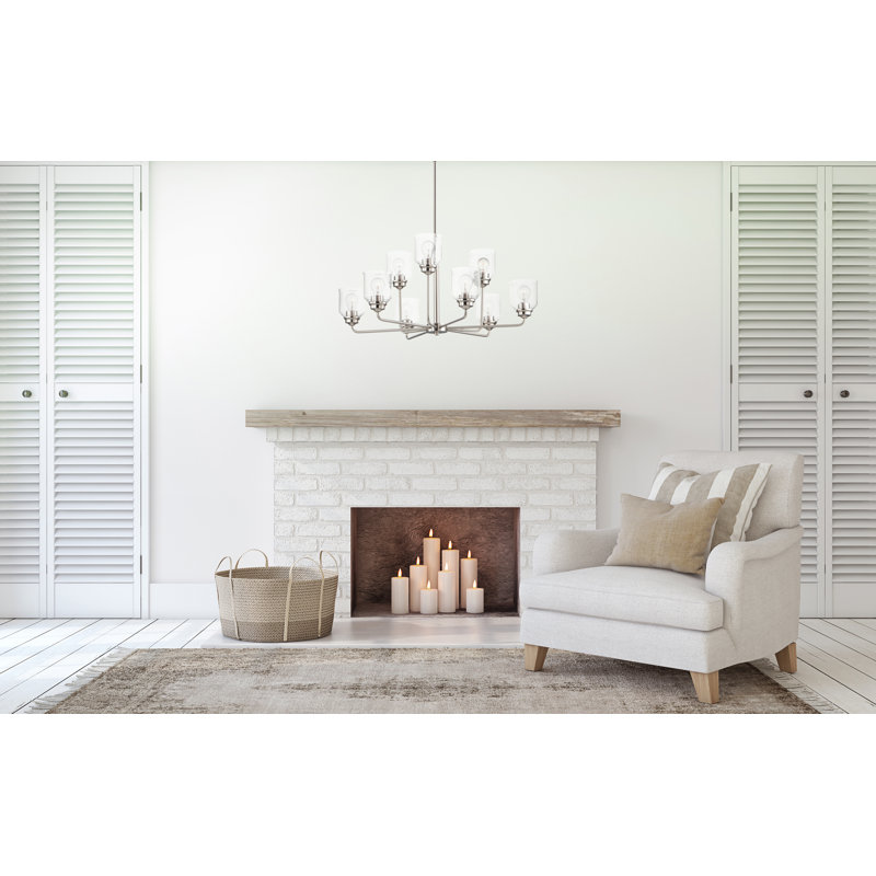 Nunez 9 - Light Dimmable Chandelier, Satin Nickel