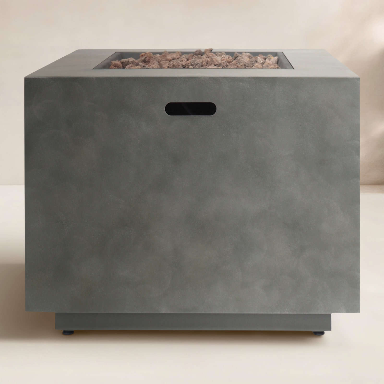 Alsacia Square Concrete Fire Pit Table, Concrete