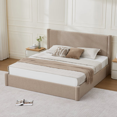 Lit plateforme tapissier avec rangement Braya Luxury Boucle
