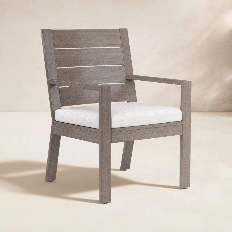 Laguna Outdoor Dining Armchair with Cushion, Canvas Flax Sunbrella® Canvas