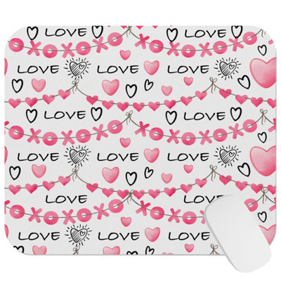 Typography and Quotes Valentines Love Hearts VII Love Quotes Modern Gaming Cute Office Laptop Desk Pad Gift Mat Square Rectangle Non-Slip Mousepad