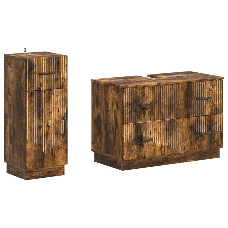 Bathroom Storage Furniture Set, Smoked Oak