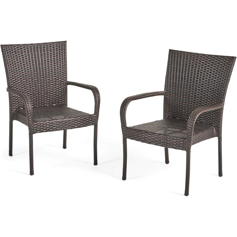 PE WICKER STACKING CHAIR, 1PC, Brown, 1