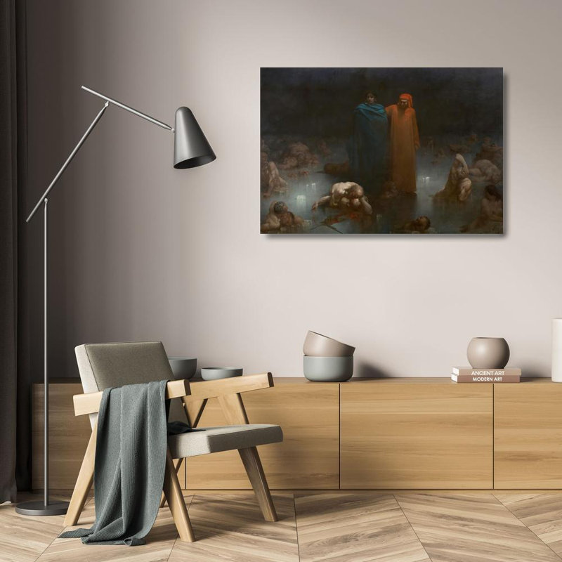 "Dante and Virgil in the Ninth Circle of Hell" by  Gustave Doré - Gallery Wrap Canvas Wall Art, 24" H x 17" W