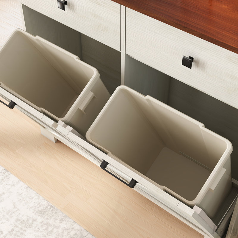 Armoire à déchets à double basculement Farmhouse pour poubelles 20 gallons Farmhouse, Brun / blanc antique