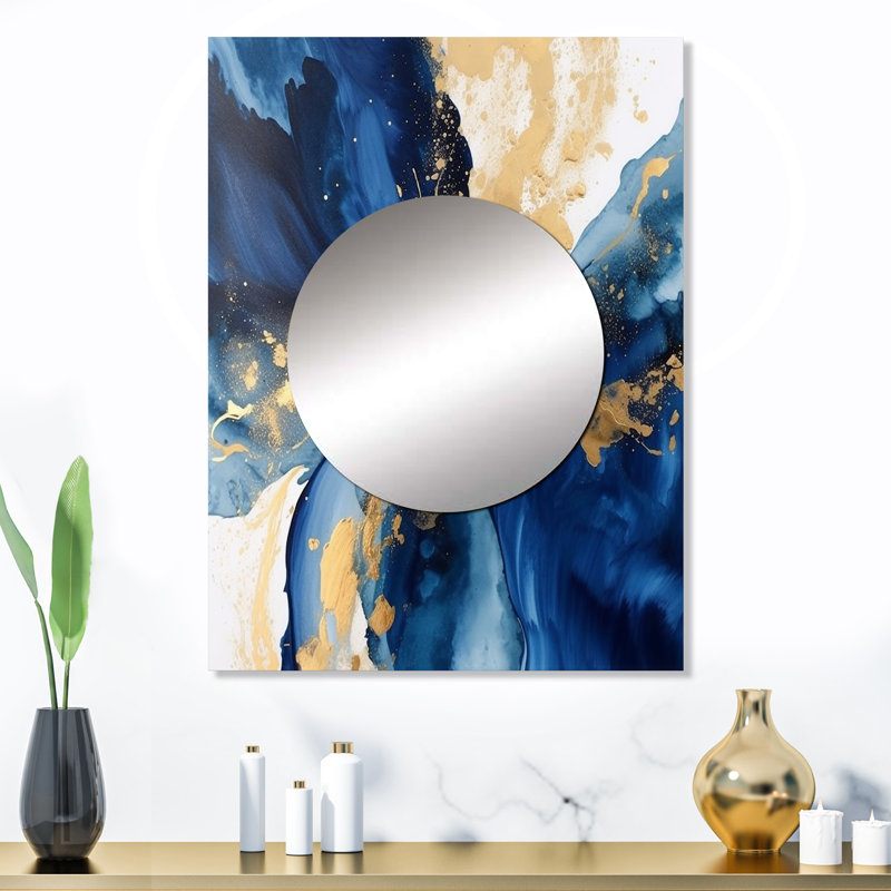 Miroir décoratif moderne, art mural en métal foncé foncé et doré, 32 po x 24 po