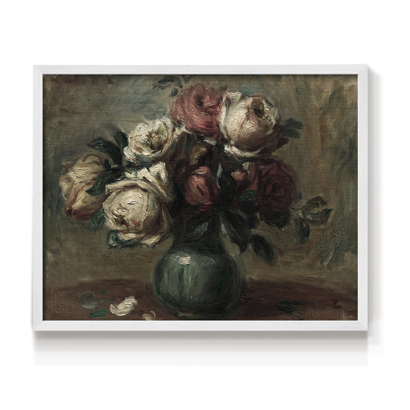 Motif floral rétro - XVIIIe - reproduction encadrée, Blanc