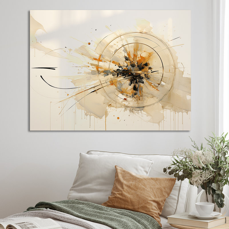 Chilyn " Beige Abstract Archery Collage ", 30" H x 40" W x 1.5" D, Wrapped Canvas