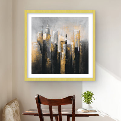 Abstract Gold Skyscraper - Cities Contemporary Framed Print