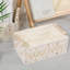Boho Boîtes de rangement pour l'organisation de 3 boîtes décoratives en macramé tissé avec poignées et perles en bois naturel Ensemble de bacs en osier de coton pour tablette de table