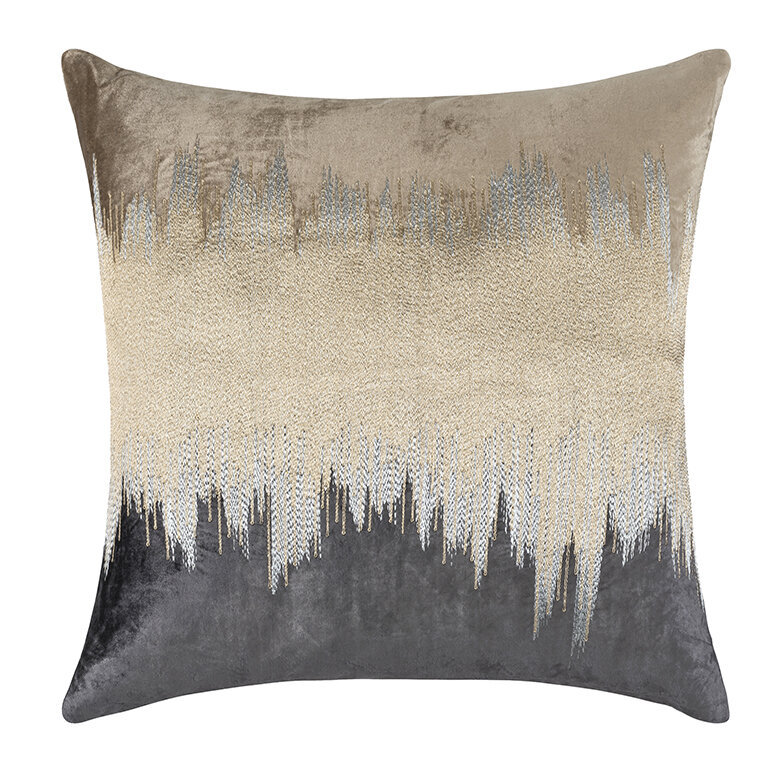 Mira Velvet Pillow Cover & Insert, Beige, 22” H x 22” W, Square