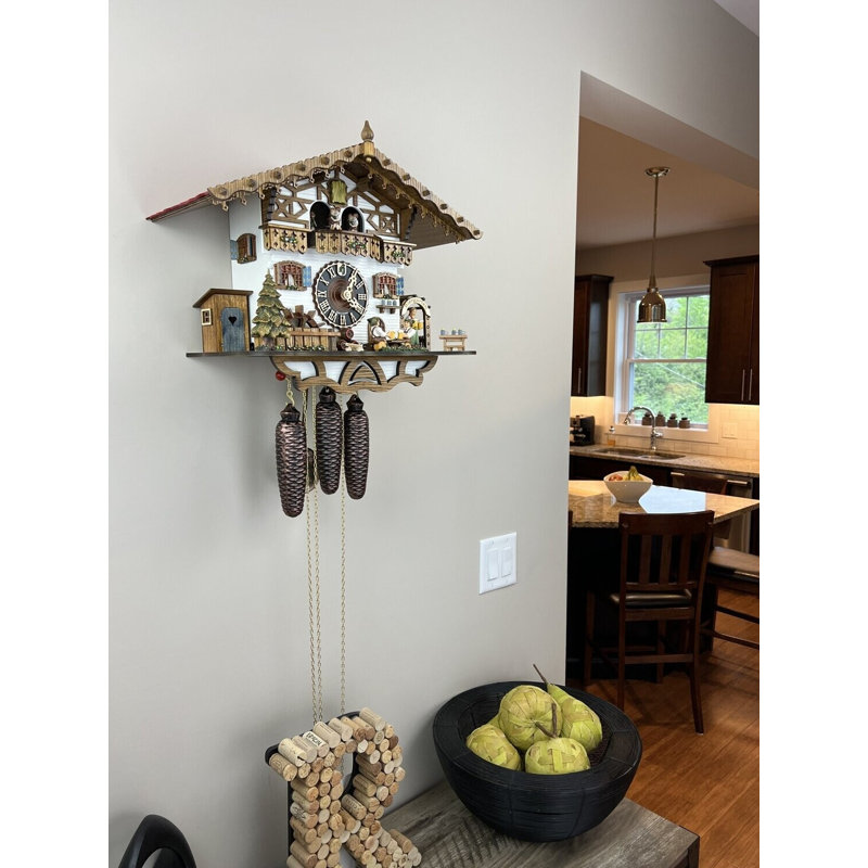  Hand-Carved German Cuckoo Clock with Barmaid