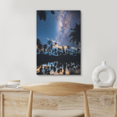 «Tropical Palm Tree Island Galaxy Nebula Cosmos» sur toile