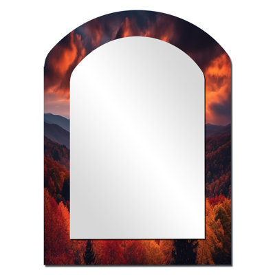 Tennessee Great Smoky Mountains Sunset I - Large Arched Wall Mirror On Metal