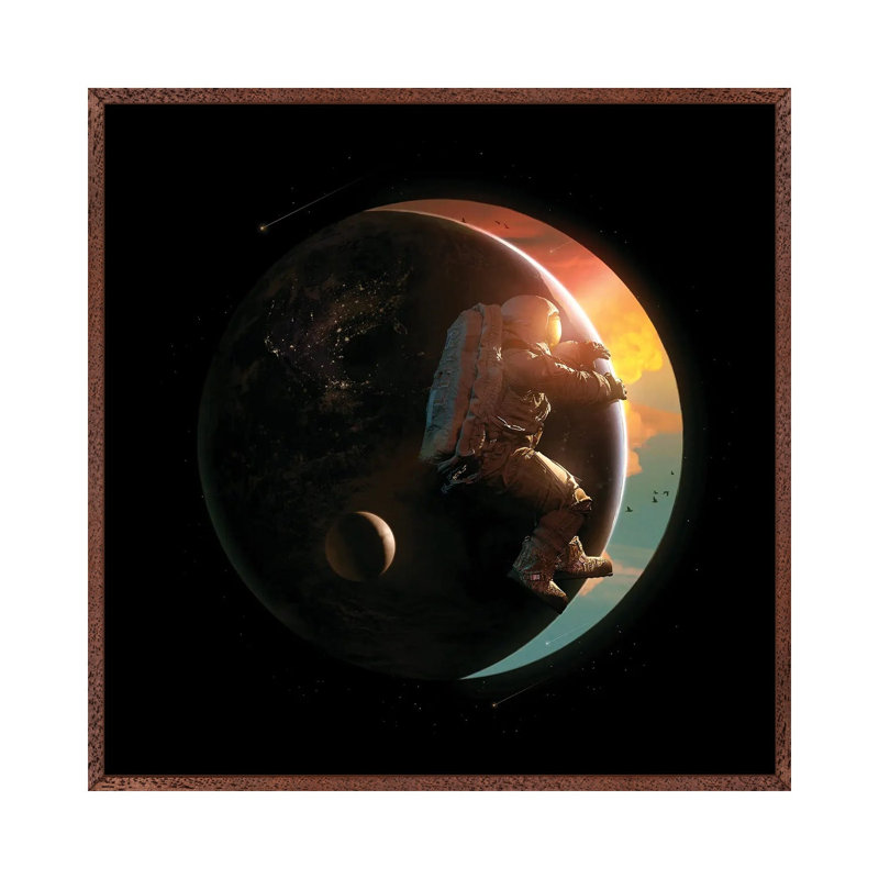 New Day 1 Piece Wall Art on Canvas, 93.98cm H x 93.98cm W x 3.81cm D, Classic Brown Wood Framed