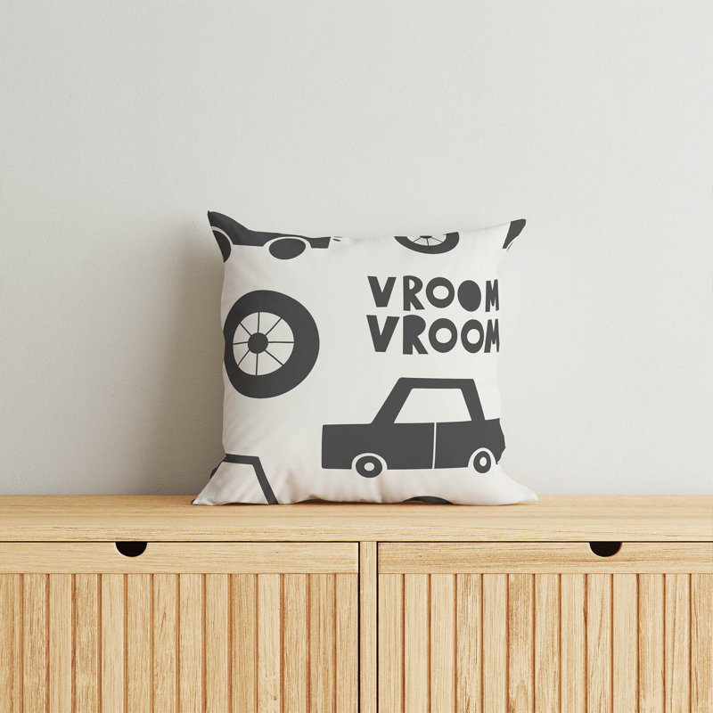 Coussin Vroom, Ivoire/gris anthracite, H 26 po x l 26 po