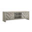 Meuble télé Velz, 2 portes à chevrons, tablettes ouvertes, beige-115291568