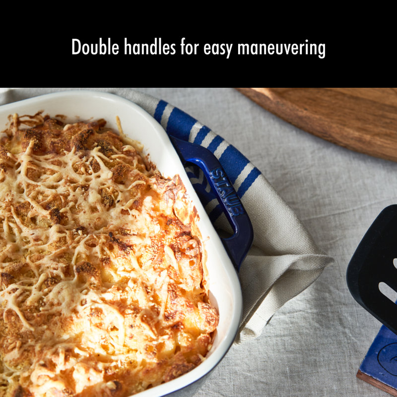 Staub Ceramic 2-piece Rectangular Baking Dish Set, Dark Blue