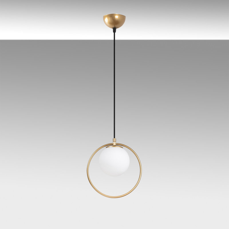 Elegant Adjustable Chandelier, Gold Finish, 11.8 in Diameter x 11.8 in Height | Metal Body with Glass Cap | Height Adjustable from 11.8 in to 49.6 in | E27 Socket, Max 40W (Bulb Not Included), Stylish Home Lighting Solution