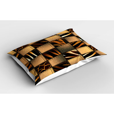 Pillowcase, Earthy Wildlife Patchwork, Black and Brown