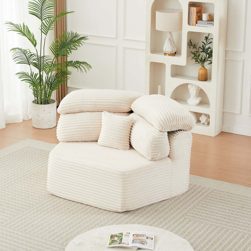 Modern Modular Pentagonal Lounge Chair with Enveloping Pillows