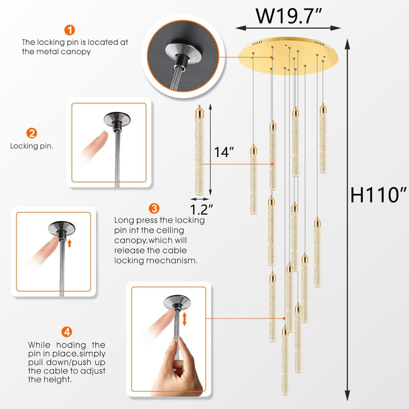 Ladainian Glam Chandelier Crystal LED Linear Light