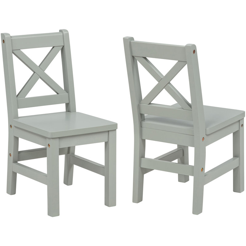 Merrill Kids 11.25" Solid Hardwood Desk Or Activity Chair and Ottoman, Sage Green, Sage Green