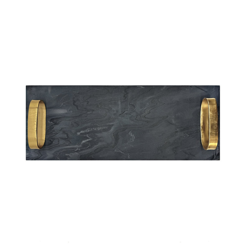 Tadeo Decorative Tray, Black/Brass