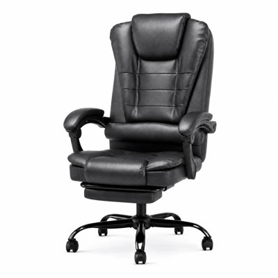 Chaise de bureau à domicile avec repose-pieds, chaise de bureau inclinable ergonomique avec dossier haut et siège rembourré épais, chaise d'ordinateur confortable pour travailler et étudier