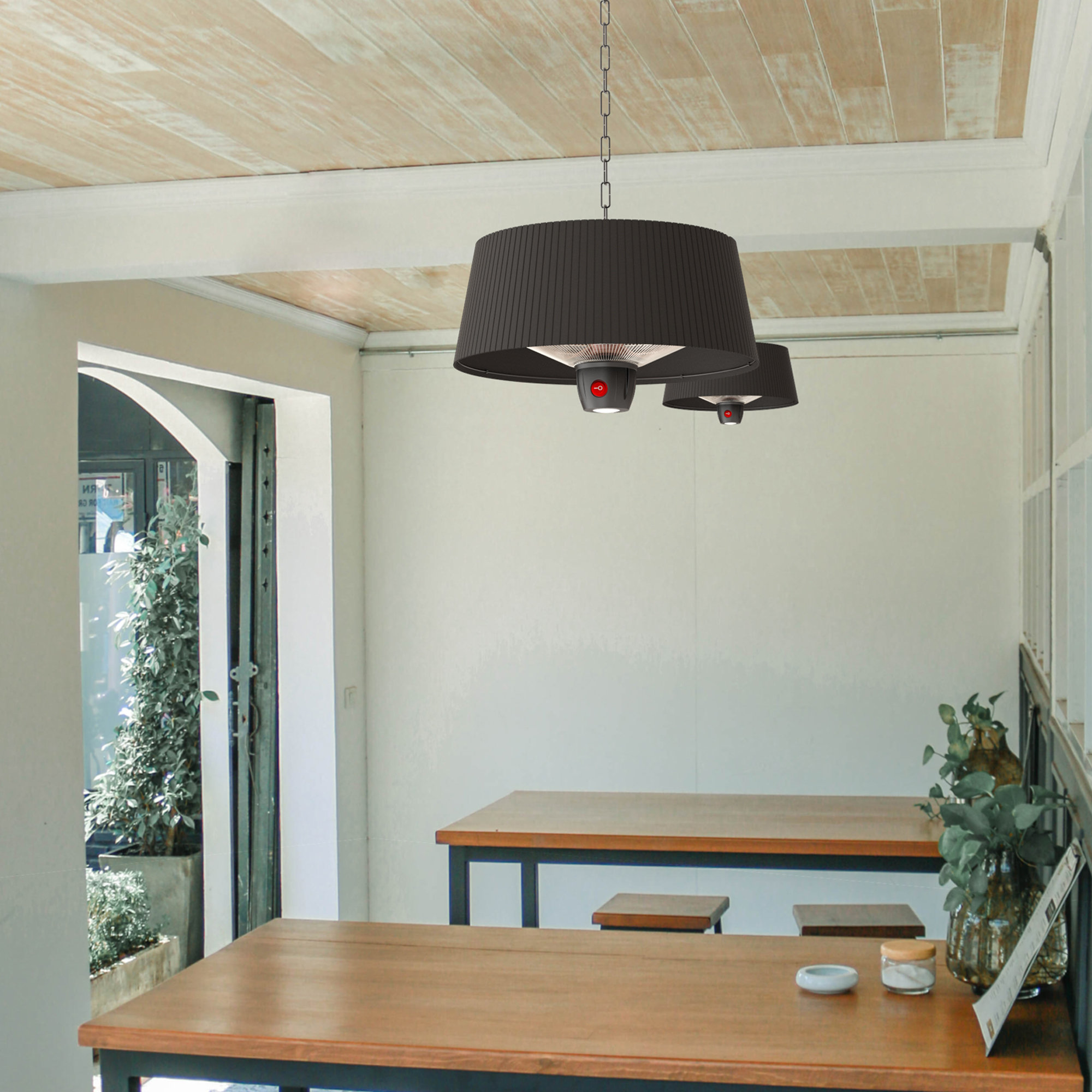 DWELLCOZY 1500W Electric Hanging Patio Heater With Led Light & Fabric