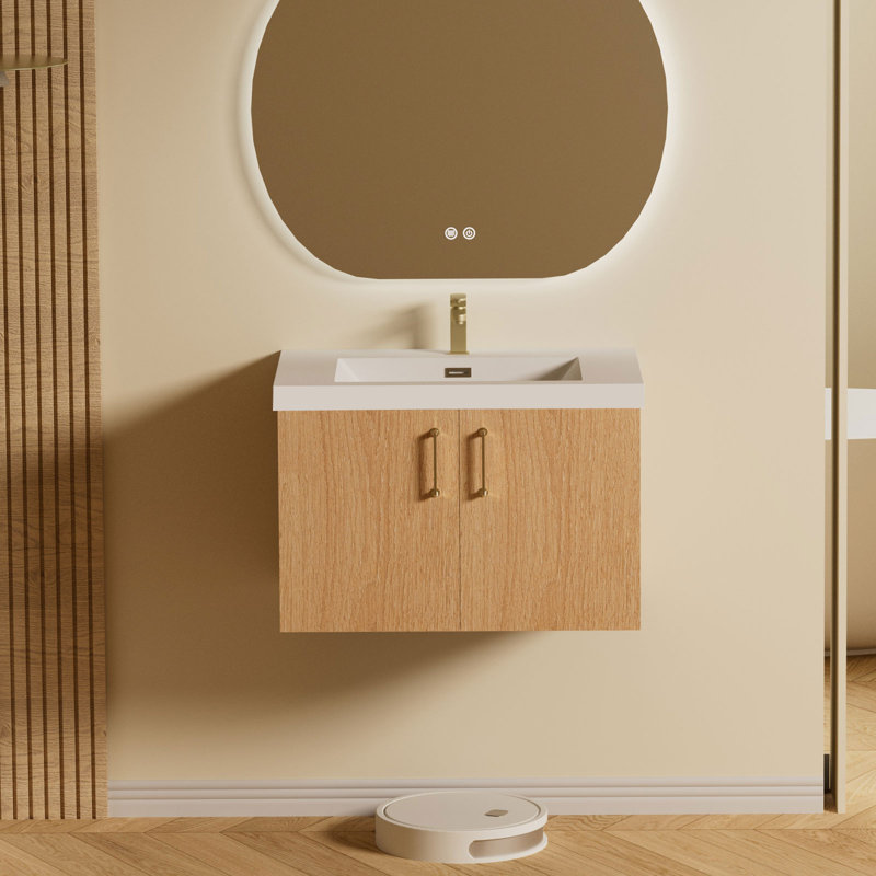 30 Inch Solid Surface Resin Vanity Top With Integrated Sink – Rectangular Single Bathroom Countertop,  Glossy White,