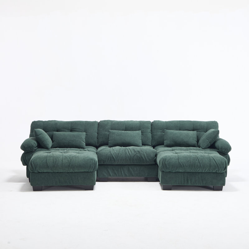 Spacious Deep Seat Sectionals, Wood Frame Modern U Shaped Sofa For Home