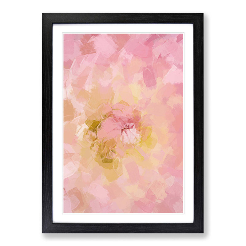 Pink Dahlia Flower Abstract Art - Picture Frame Graphic Art Print, 76cm H x 50cm W x 2cm D, Black
