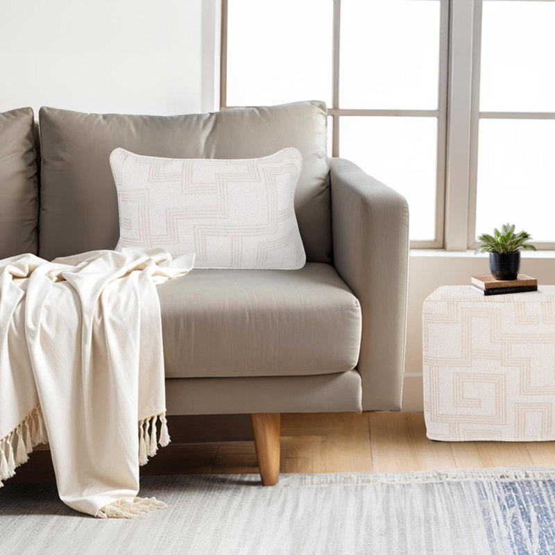 Indoor/Outdoor Pillow Syros Fog, Natural Striped, 14"H x 22"W, Rectangular