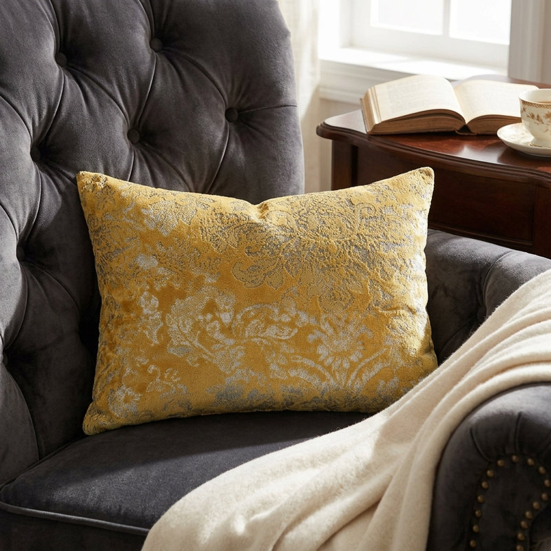 Coussin de luxe texturé Golden Cosmo, 20 po x 36 po, Coussin lombaire