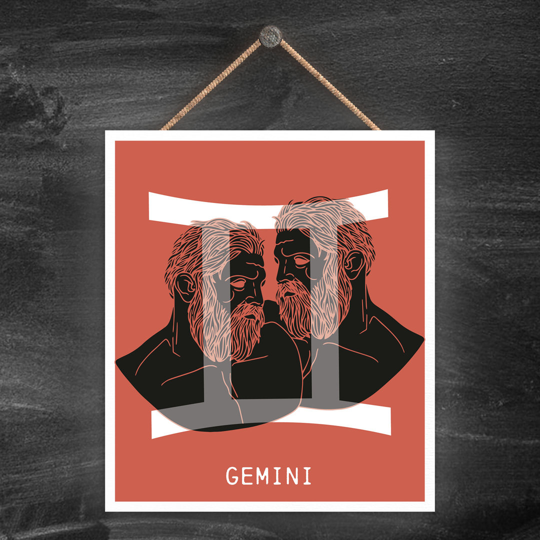 Kana Zodiac Gemini Terracotta - Print on Wood