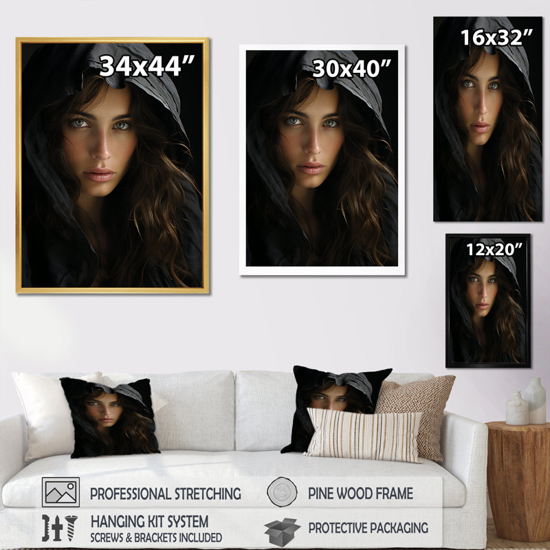 Black Incantations Woman Elegance - Imprimé, H 20 po x l 12 po x P 1 po, Cadre simple noir